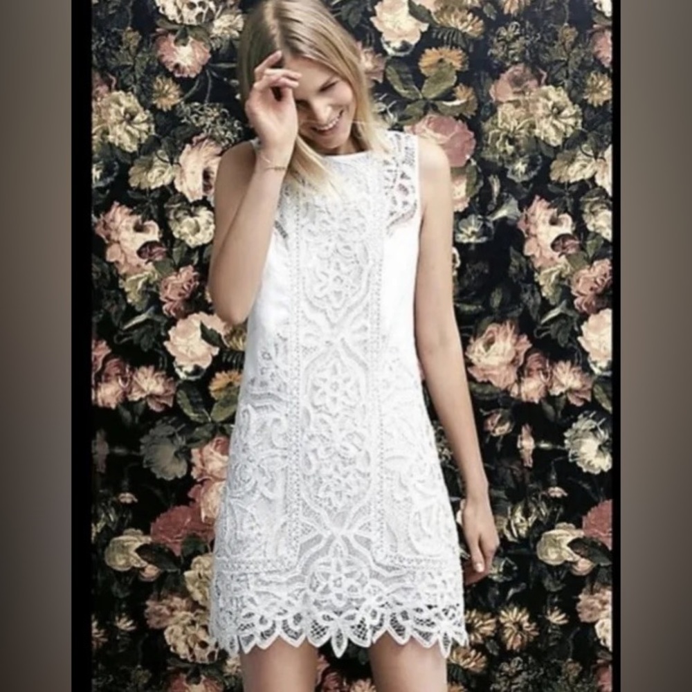Anthropologie Moulinette Soeurs Ivory Linen and Lace Dress
